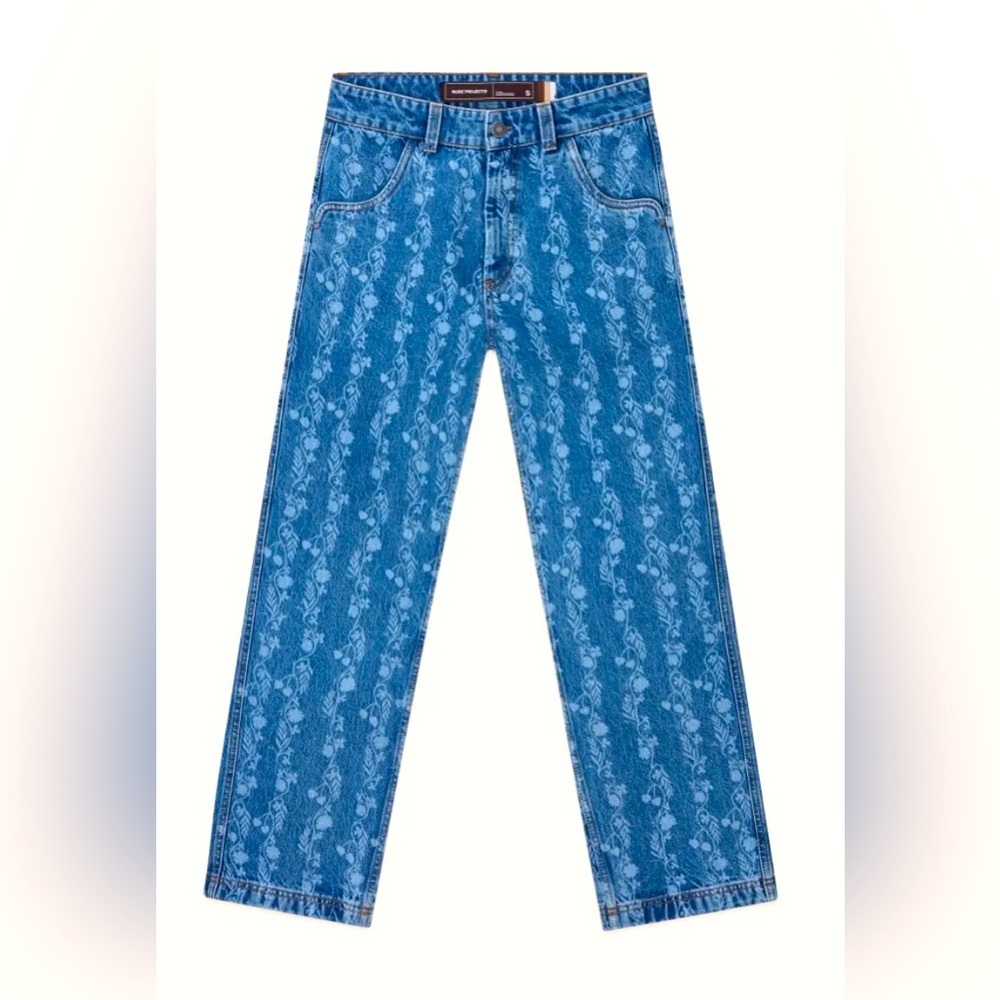 NWOT Nude project flower AOP laser jeans,loose fit,pocket detail,flower vines SM - Picture 3 of 7